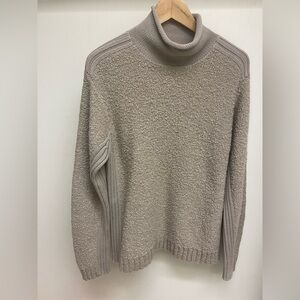 Cozy Vintage Illig Sweater Tan Rollneck Pullover Knit Wool Blend Mock Neck